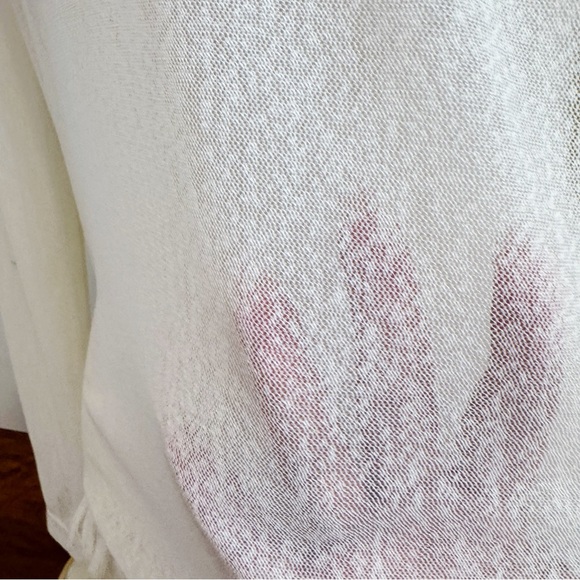 Altamira Milano White Yellow Black Fringe Mesh Long Sleeve Top M/L NEW - Picture 12 of 16